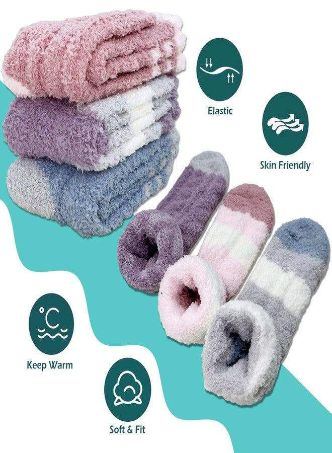 Popuid Womens Fuzzy Socks, Cozy Fluffy Slipper Sock, Soft Winter Plush Socks Comfy Home Sleep Xmas Gift for Adults (Set 1) - Image 3